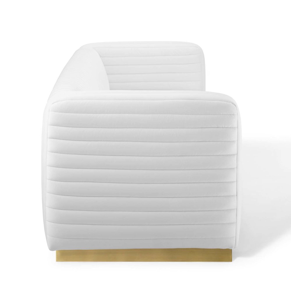 Charisma Channel Tufted Performance Velvet Living Room Sofa. Picture 3