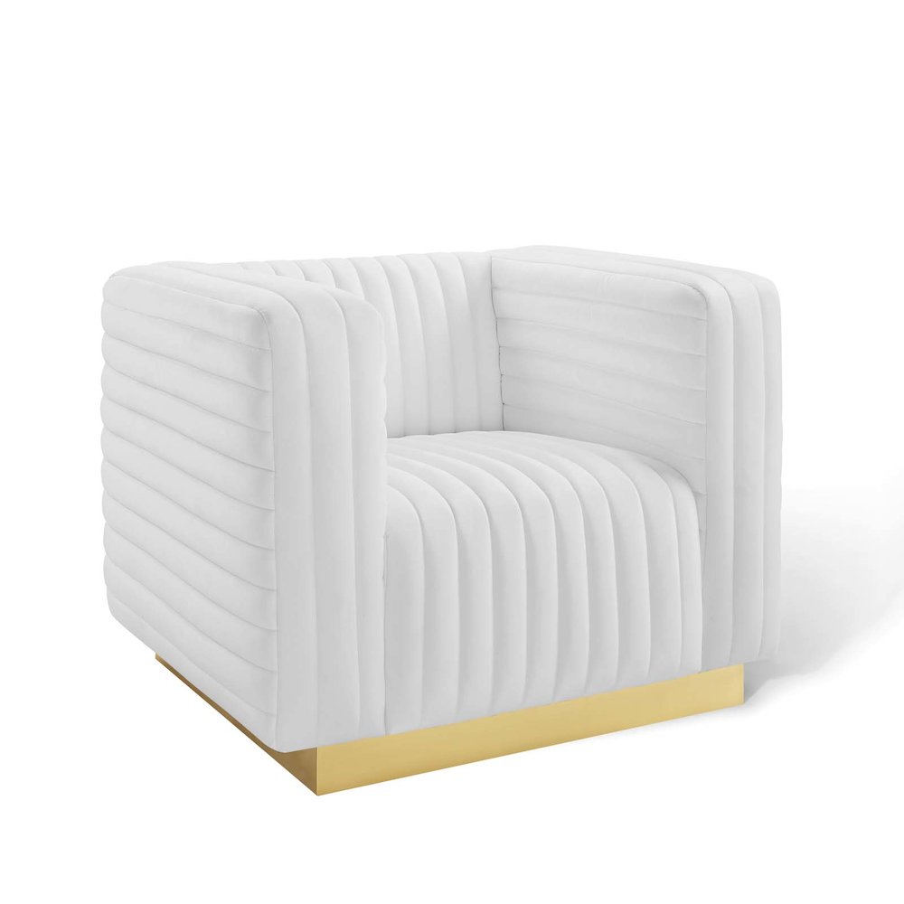 Charisma Channel Tufted Performance Velvet Accent Armchair. Picture 1
