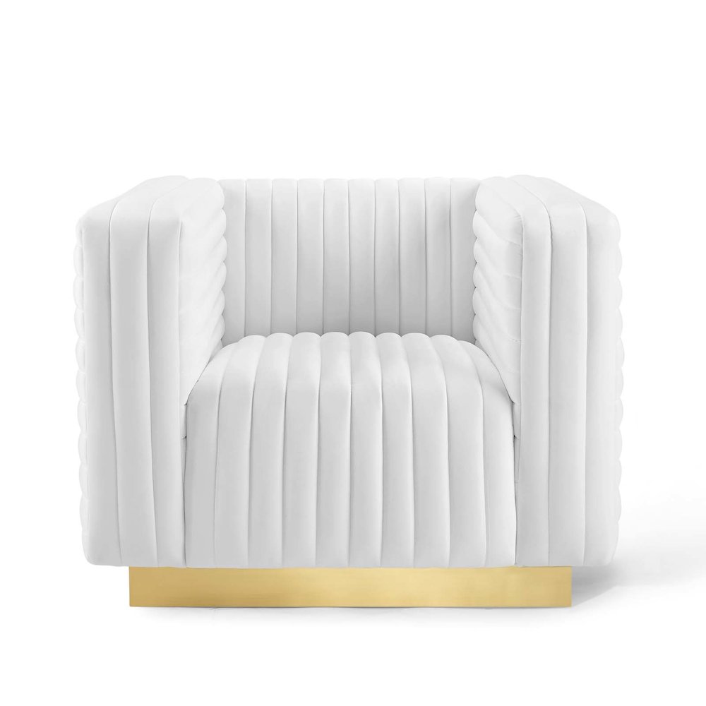Charisma Channel Tufted Performance Velvet Accent Armchair. Picture 5
