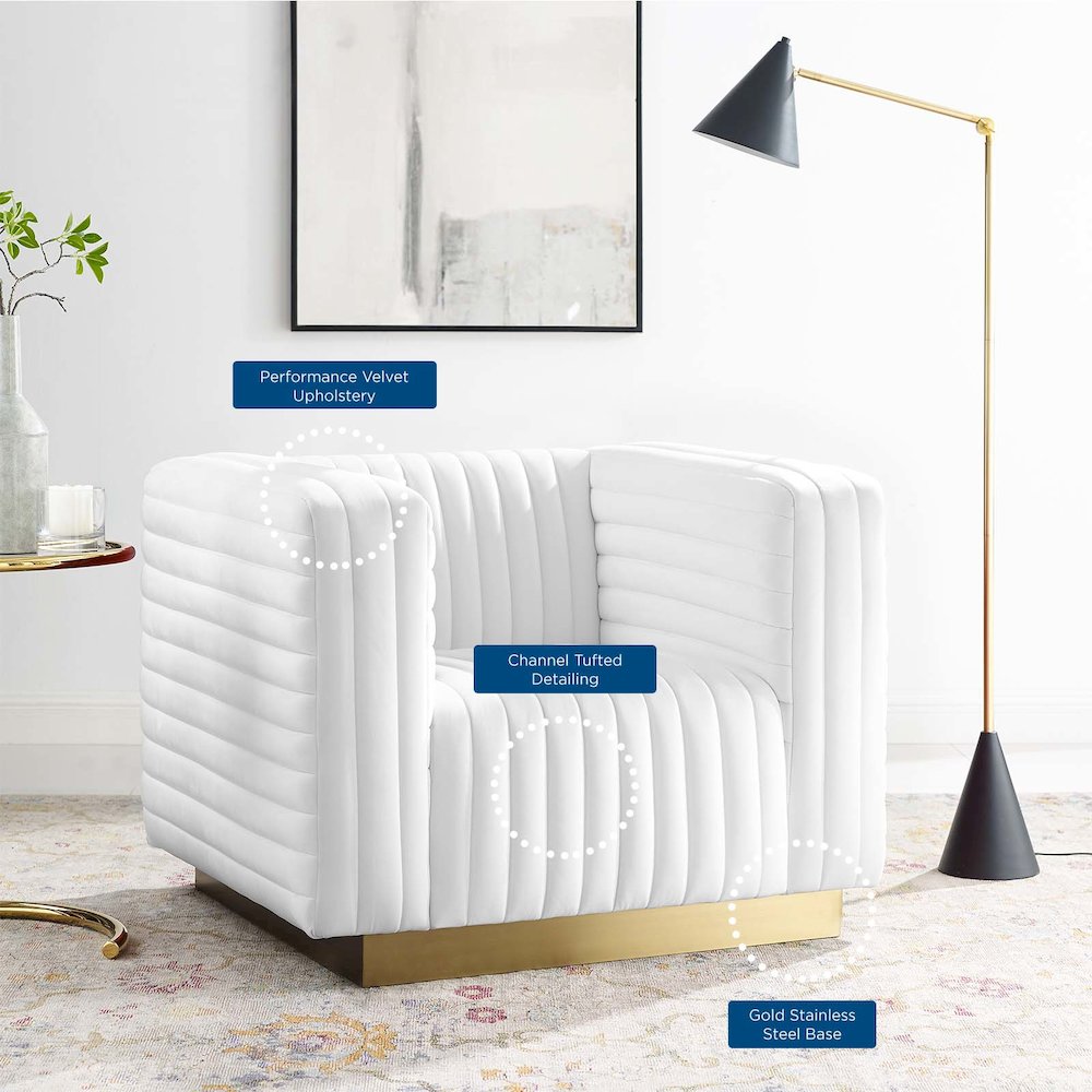 Charisma Channel Tufted Performance Velvet Accent Armchair. Picture 9