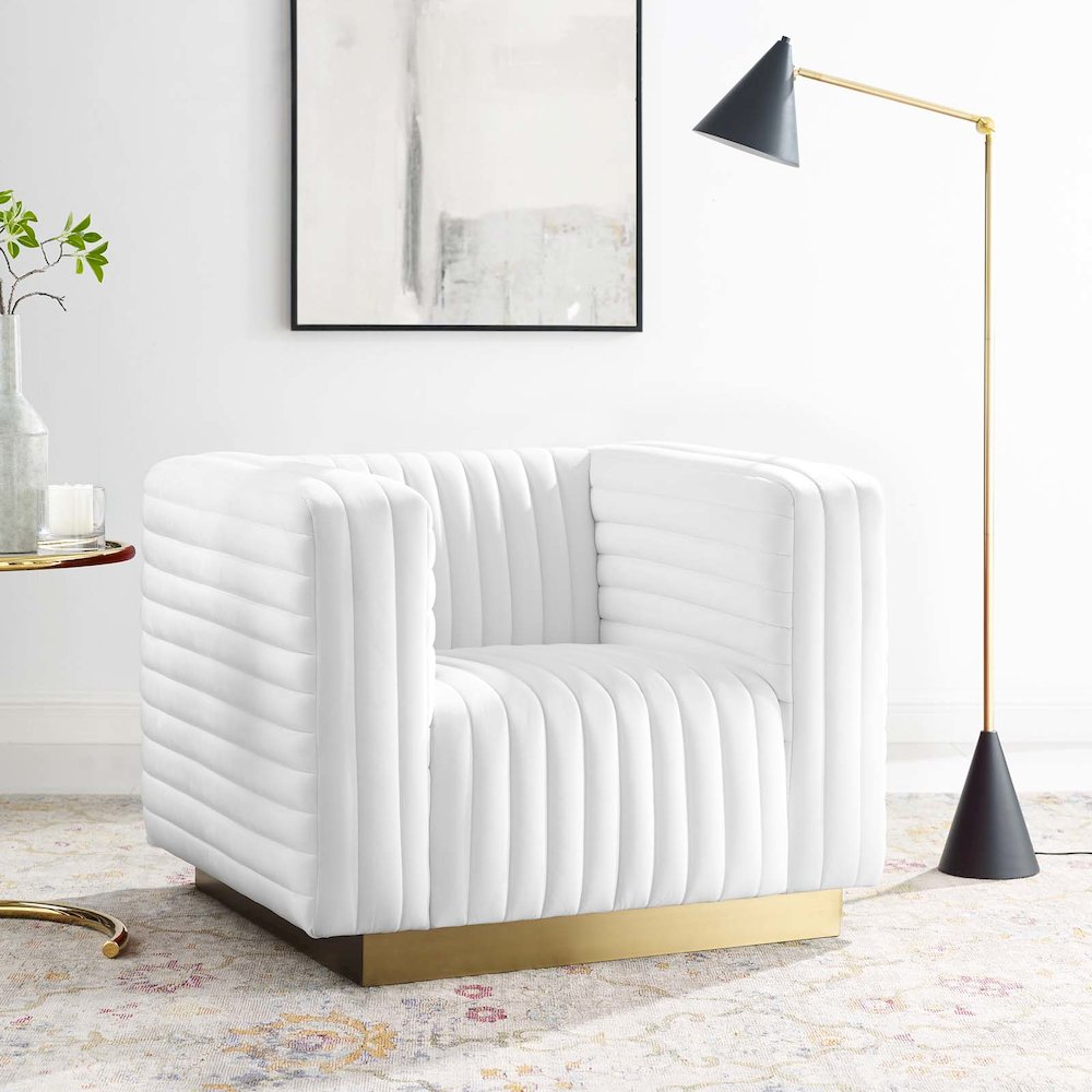 Charisma Channel Tufted Performance Velvet Accent Armchair. Picture 7