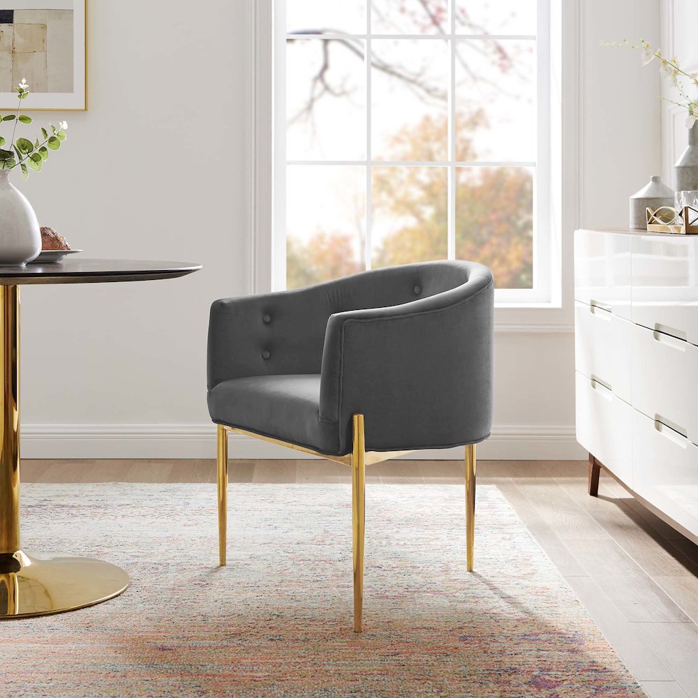 Savour Tufted Performance Velvet Accent Chair. Picture 7