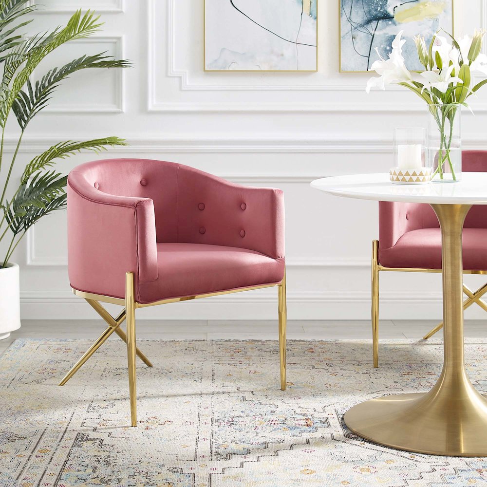 Savour Tufted Performance Velvet Accent Dining Armchair. Picture 7