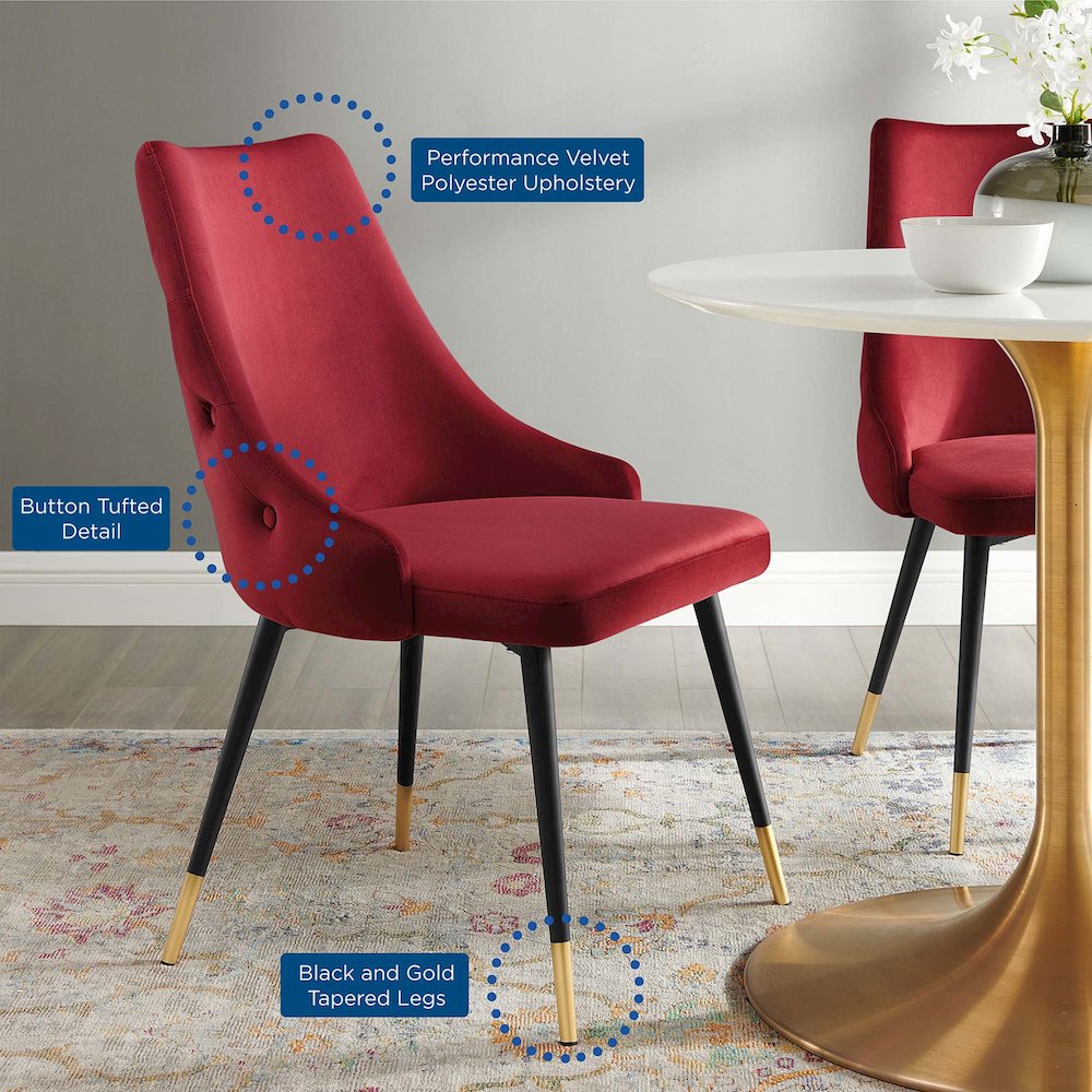 Adorn Tufted Performance Velvet Dining Side Chair. Picture 2