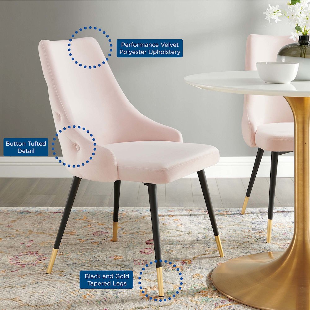 Adorn Tufted Performance Velvet Dining Side Chair. Picture 7