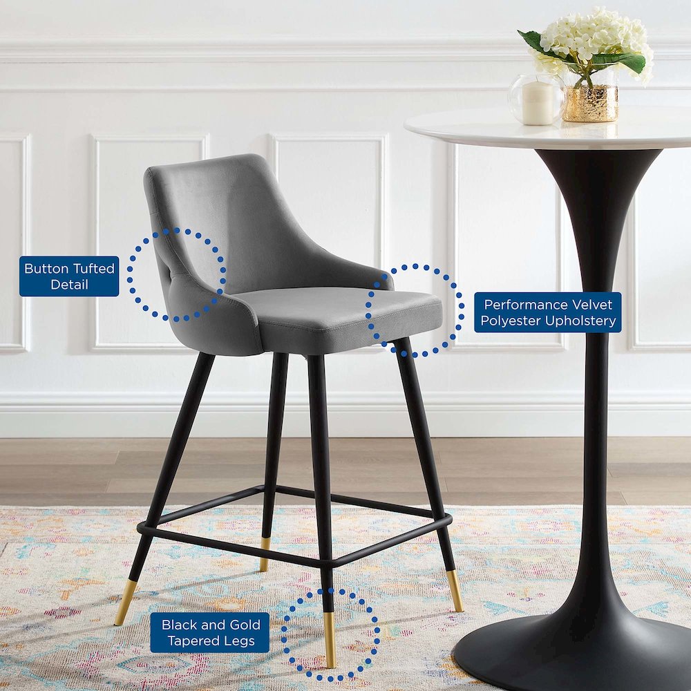 Adorn Performance Velvet Counter Stool. Picture 2