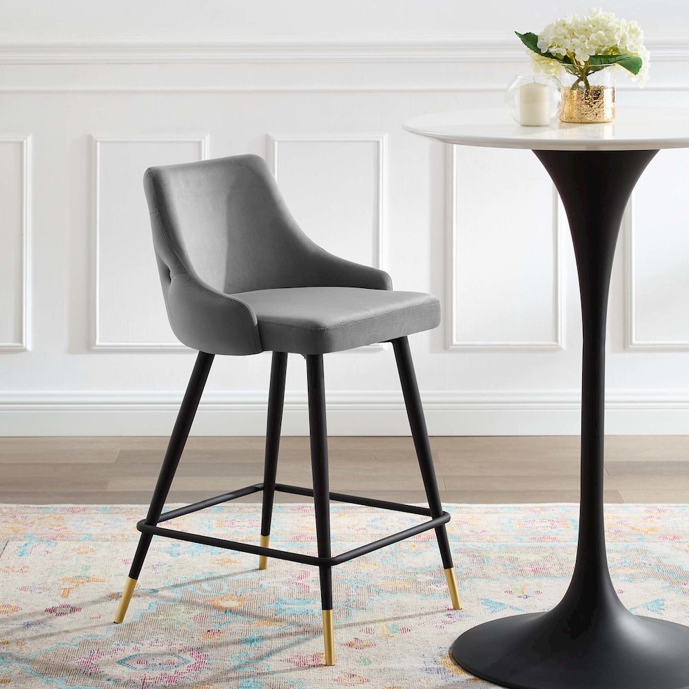 Adorn Performance Velvet Counter Stool. Picture 7