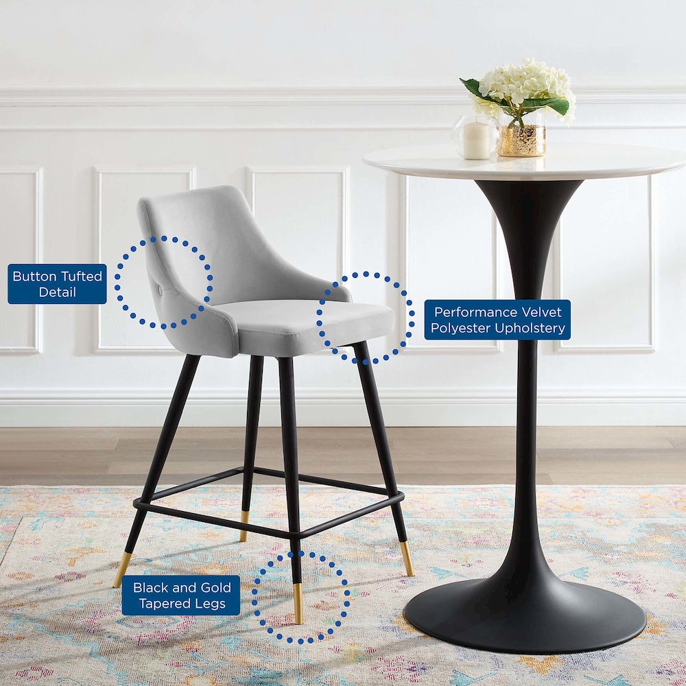 Adorn Performance Velvet Counter Stool. Picture 2