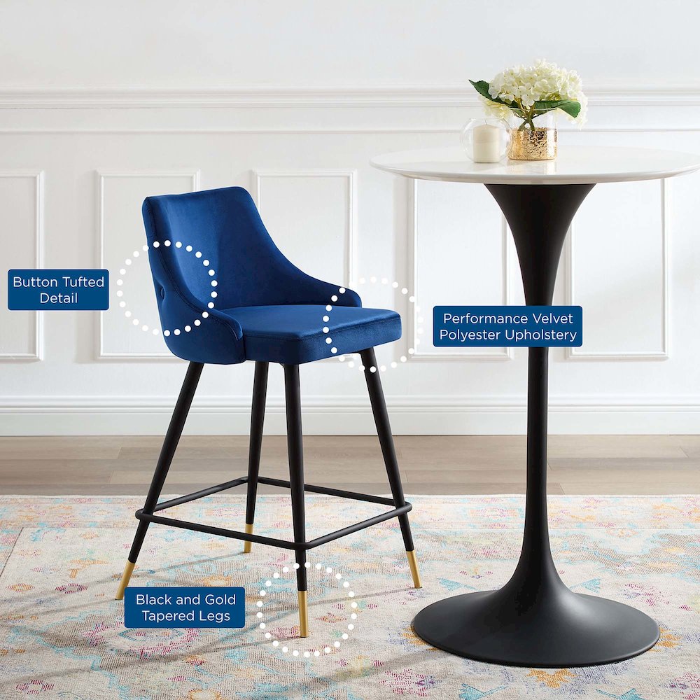 Adorn Performance Velvet Counter Stool. Picture 7