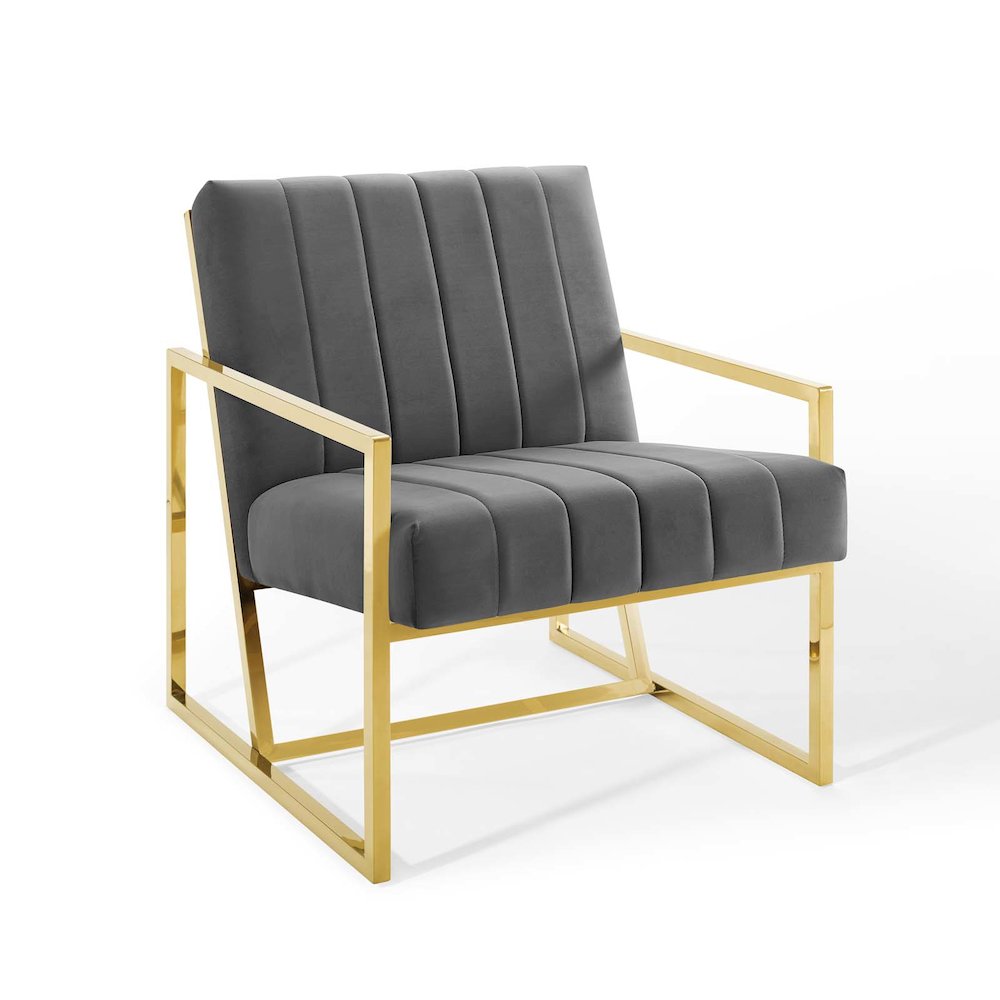 Inspire Channel Tufted Performance Velvet Armchair. Picture 1