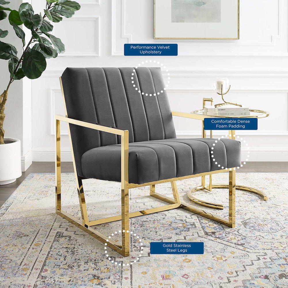 Inspire Channel Tufted Performance Velvet Armchair. Picture 9