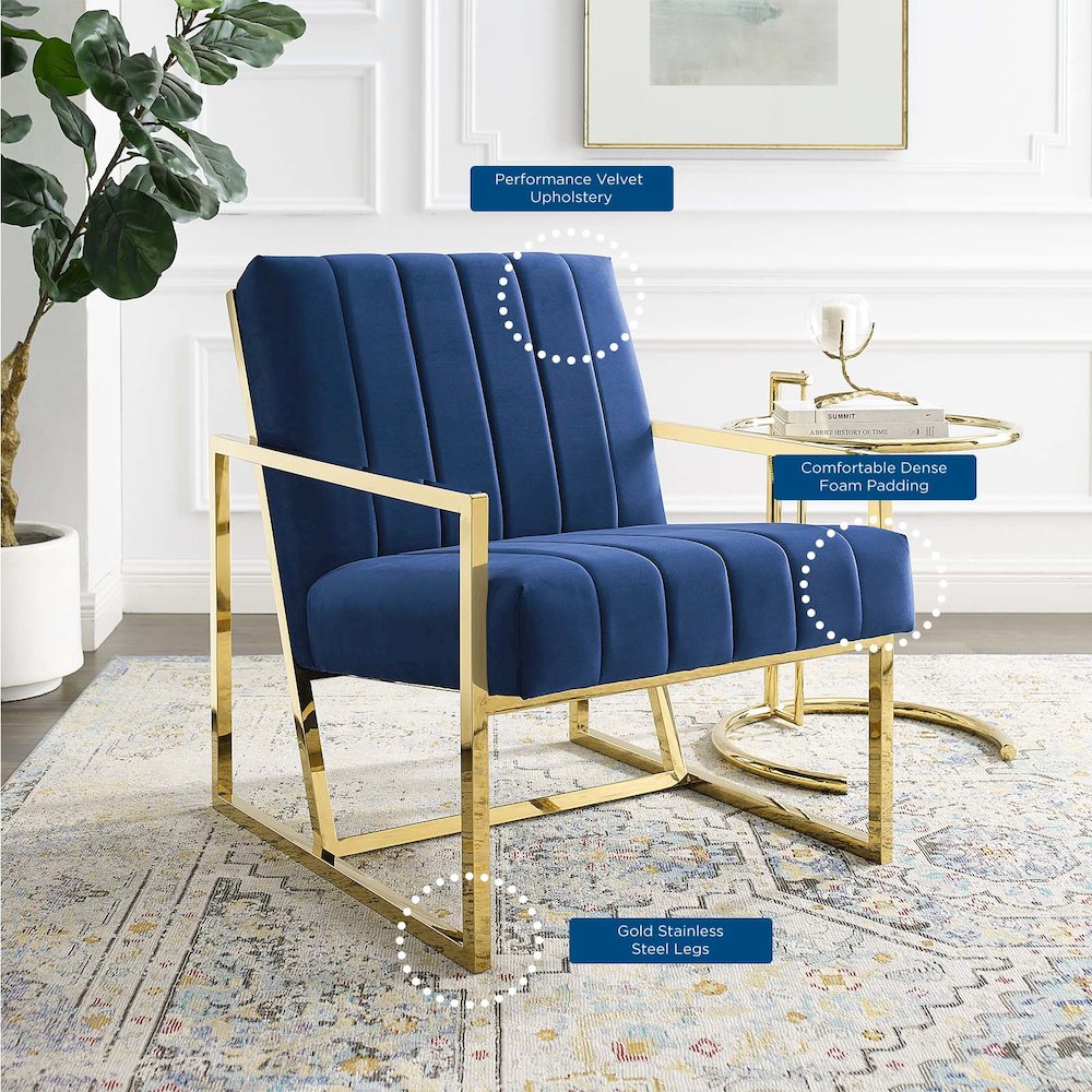 Inspire Channel Tufted Performance Velvet Armchair. Picture 9