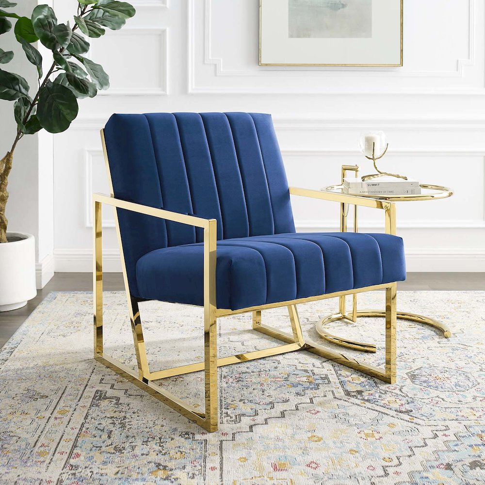 Inspire Channel Tufted Performance Velvet Armchair. Picture 7
