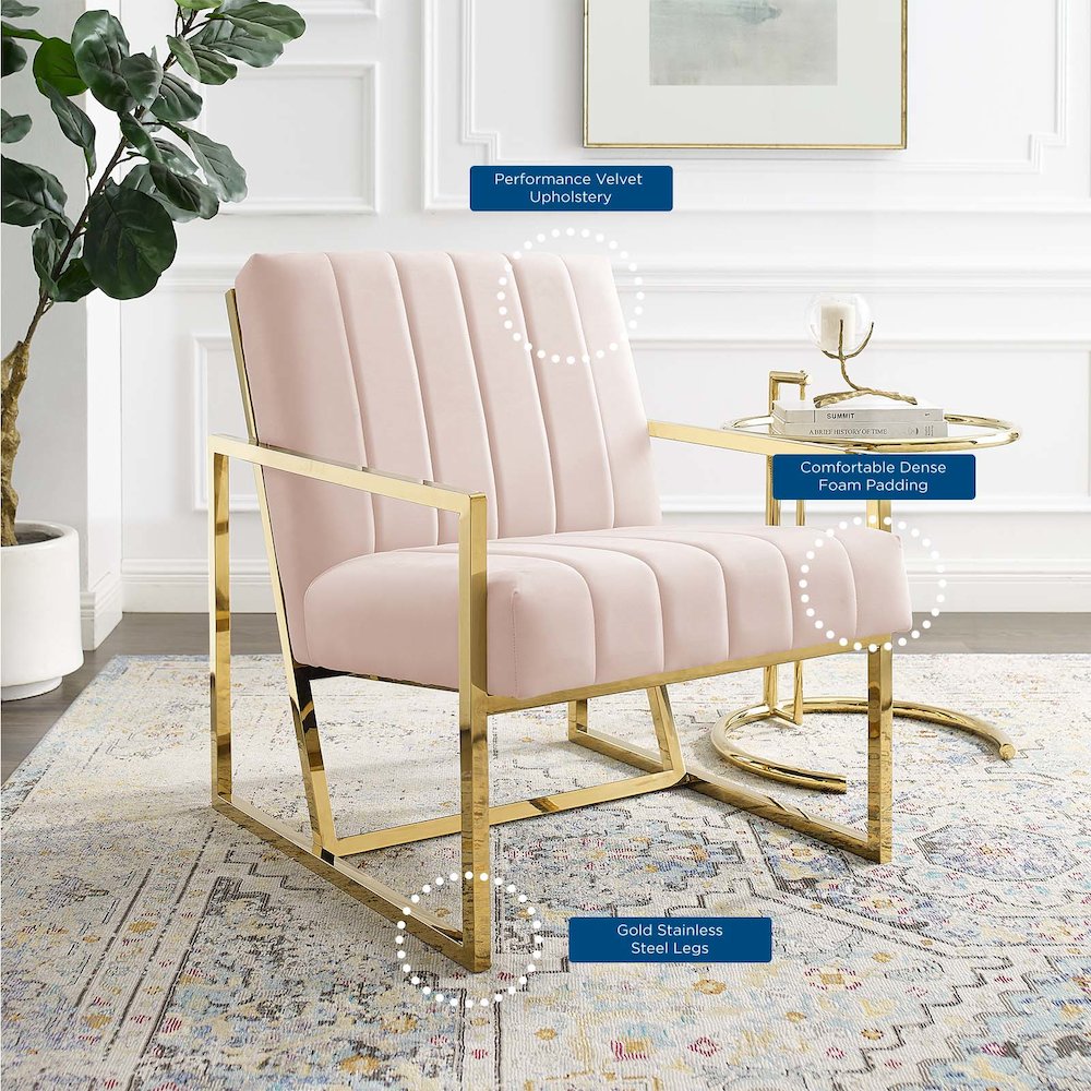 Inspire Channel Tufted Performance Velvet Armchair. Picture 9