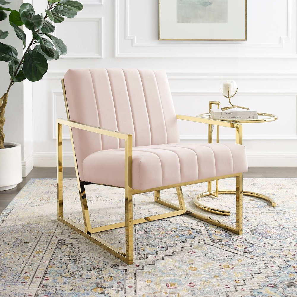 Inspire Channel Tufted Performance Velvet Armchair. Picture 7