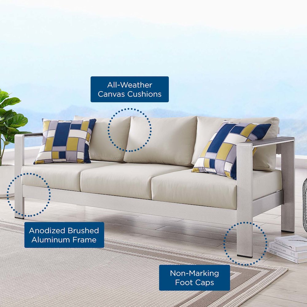 Shore Outdoor Patio Aluminum Sofa. Picture 9