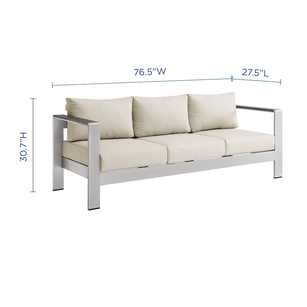 Shore Outdoor Patio Aluminum Sofa. Picture 3