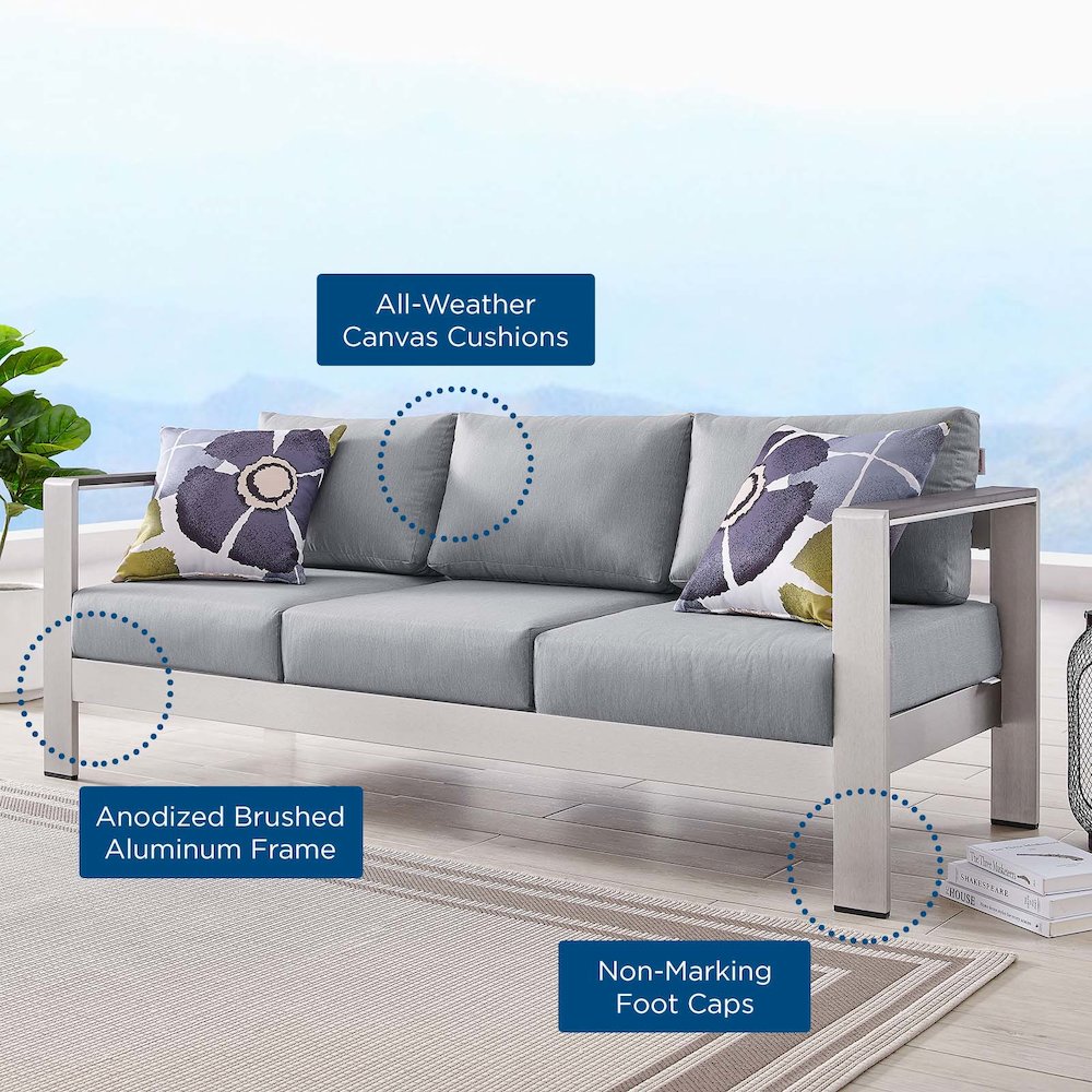 Shore Outdoor Patio Aluminum Sofa. Picture 2