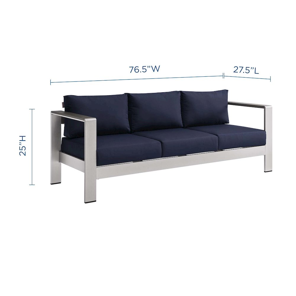 Shore Outdoor Patio Aluminum Sofa. Picture 3