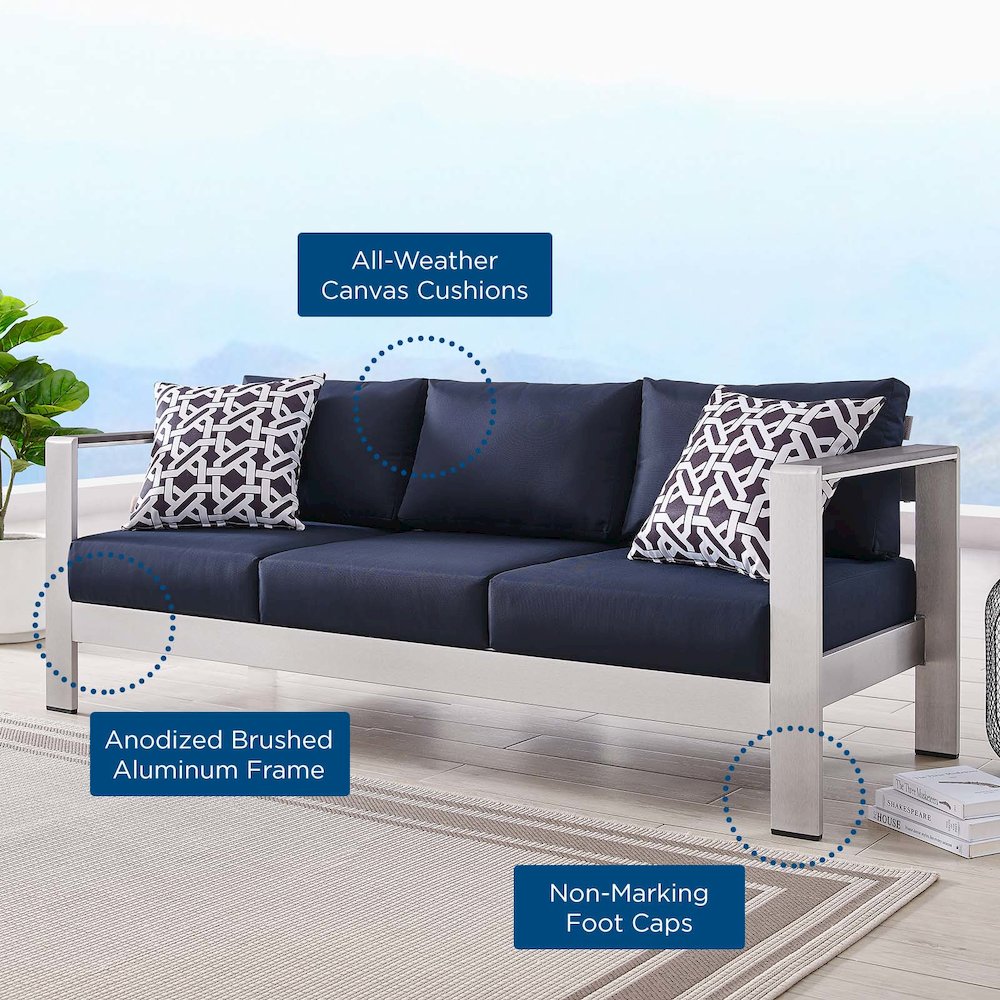 Shore Outdoor Patio Aluminum Sofa. Picture 2