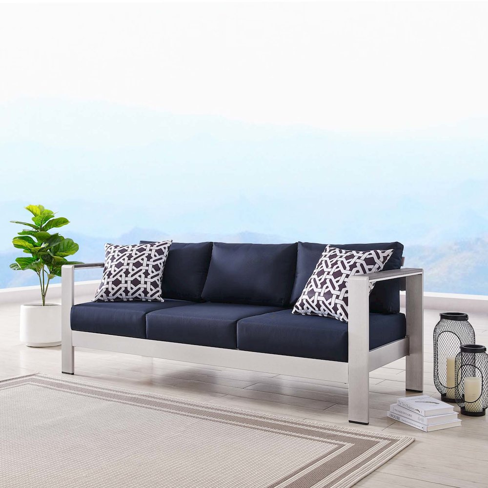 Shore Outdoor Patio Aluminum Sofa. Picture 9