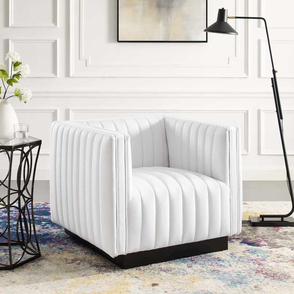 Conjure Tufted Upholstered Fabric Armchair. Picture 7