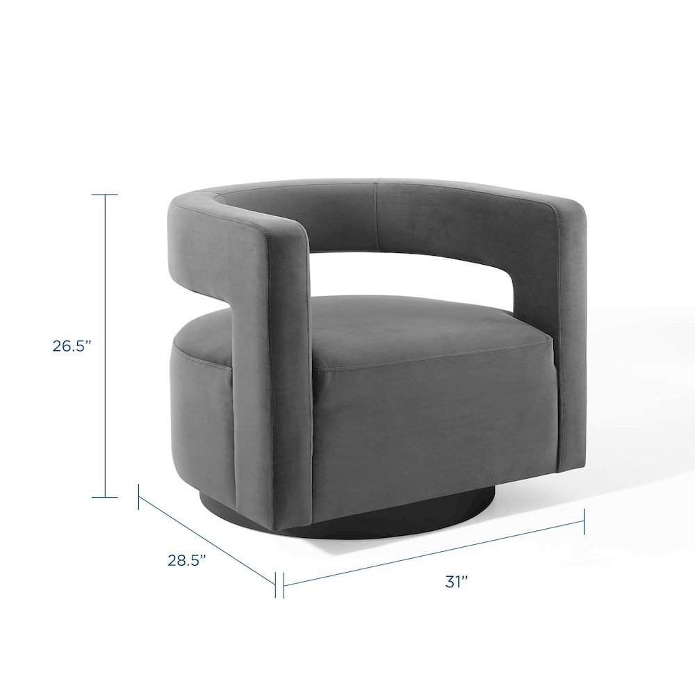 Spin Cutaway Performance Velvet Swivel Armchair. Picture 3