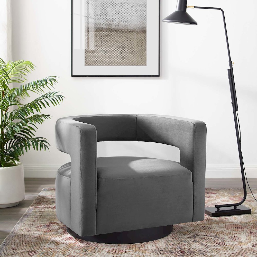 Spin Cutaway Performance Velvet Swivel Armchair. Picture 8