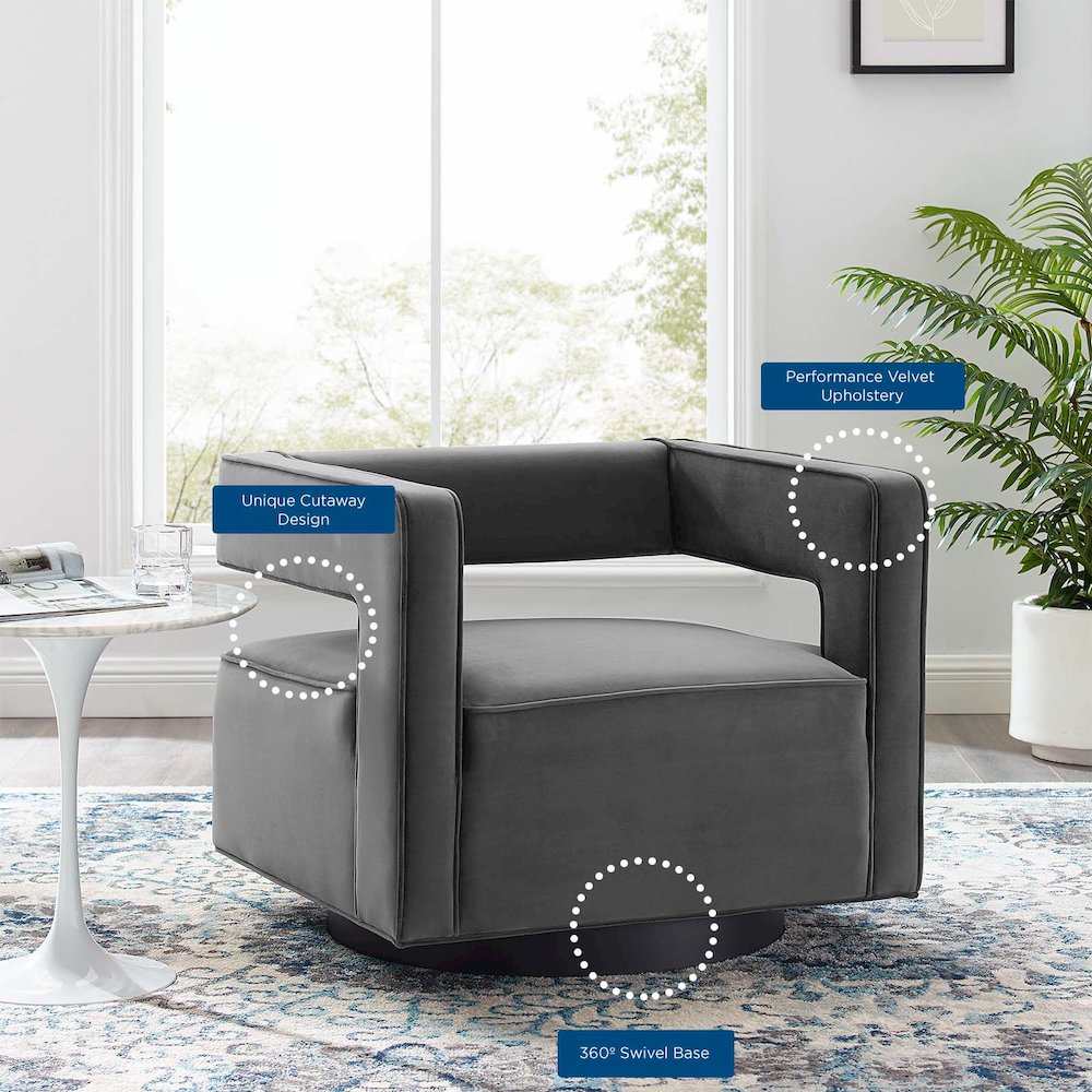 Booth Performance Velvet Performance Velvet Swivel Armchair. Picture 9