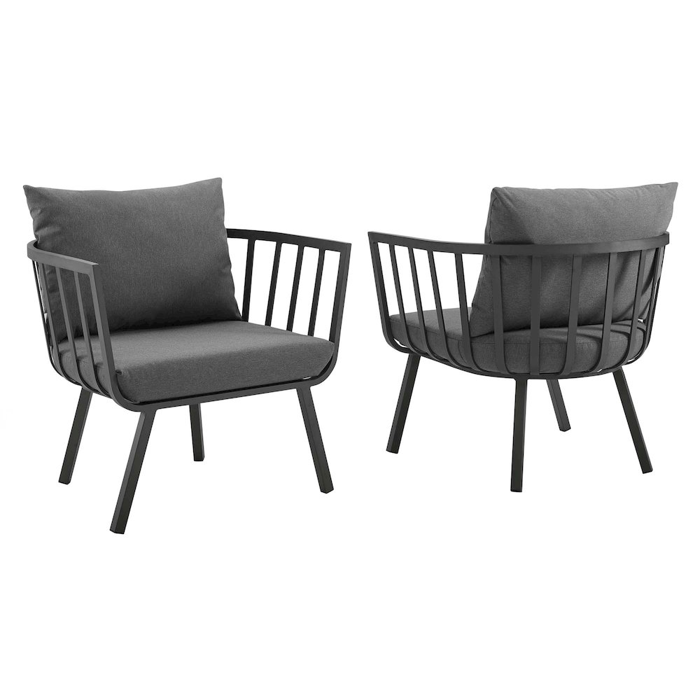 Riverside Outdoor Patio Aluminum Armchair Set of 2. Picture 1