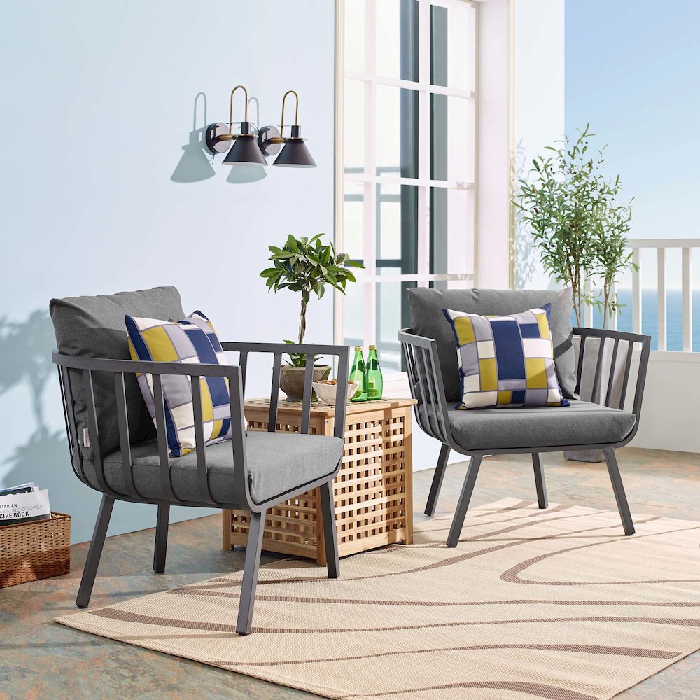 Riverside Outdoor Patio Aluminum Armchair Set of 2. Picture 7