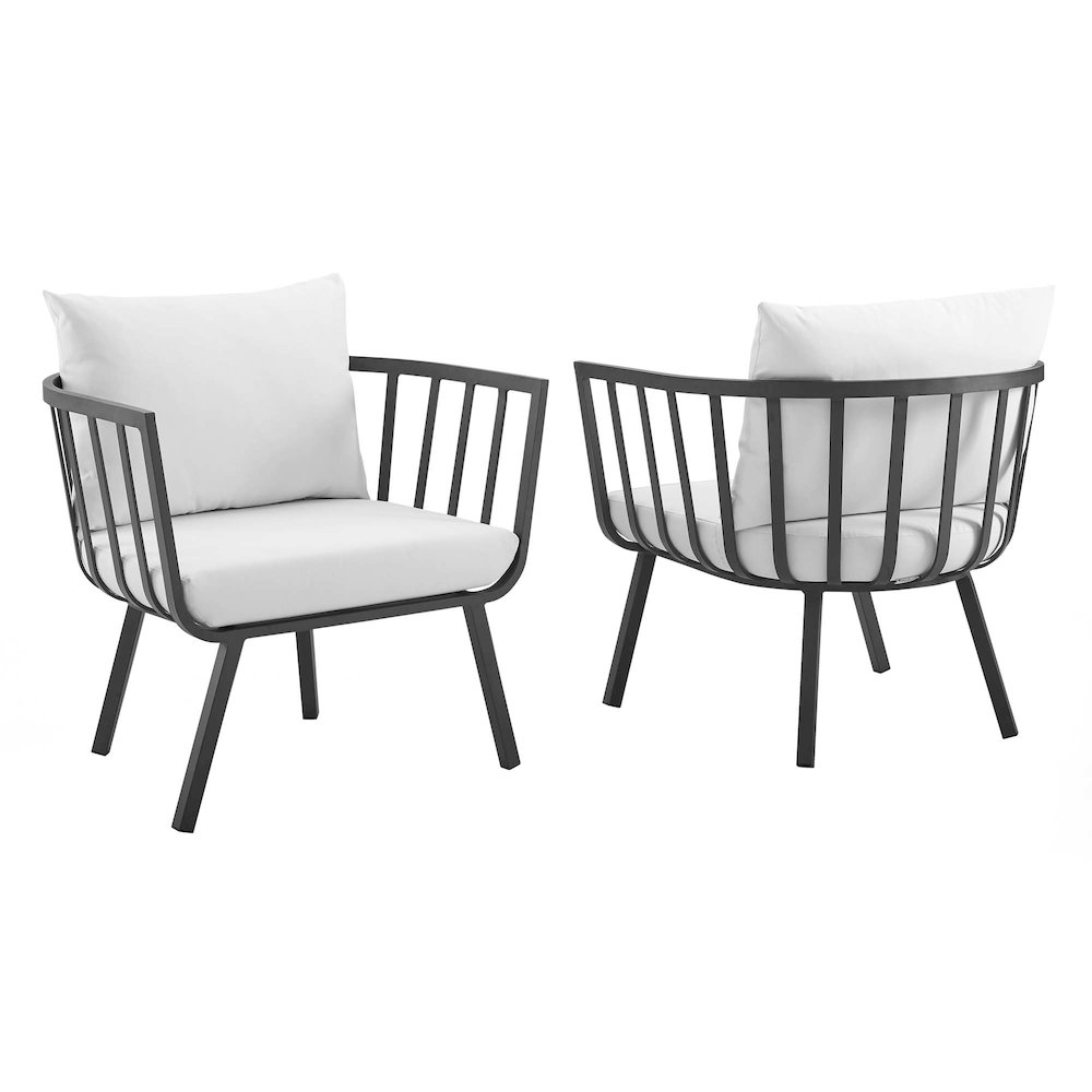 Riverside Outdoor Patio Aluminum Armchair Set of 2. Picture 1