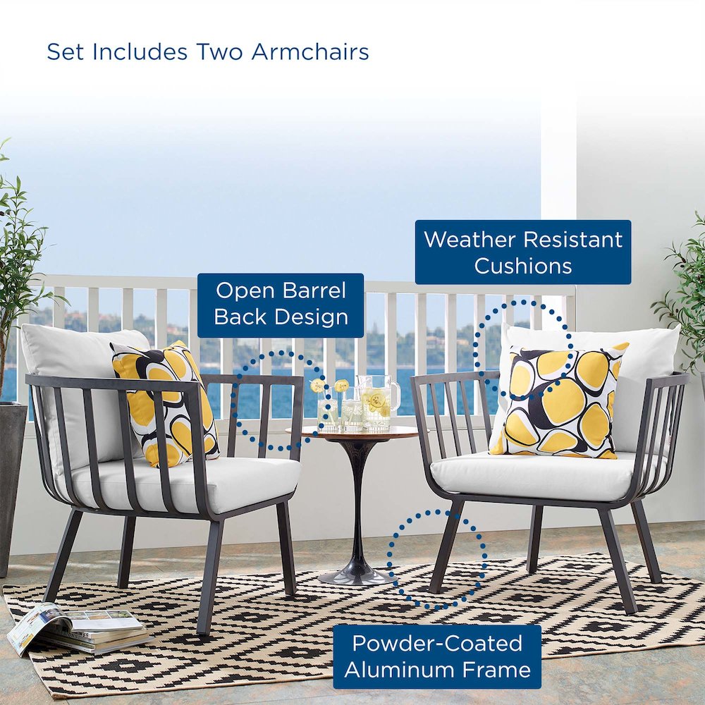 Riverside Outdoor Patio Aluminum Armchair Set of 2. Picture 8