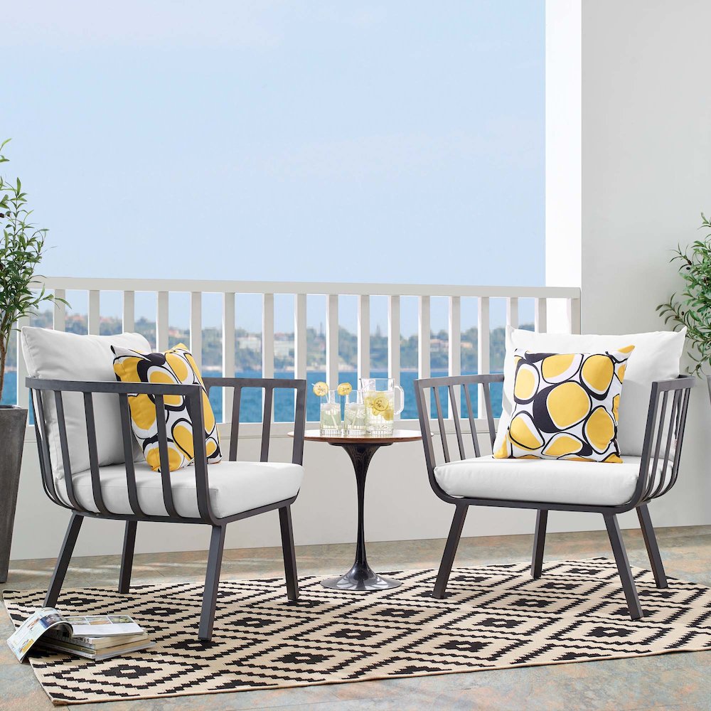 Riverside Outdoor Patio Aluminum Armchair Set of 2. Picture 7