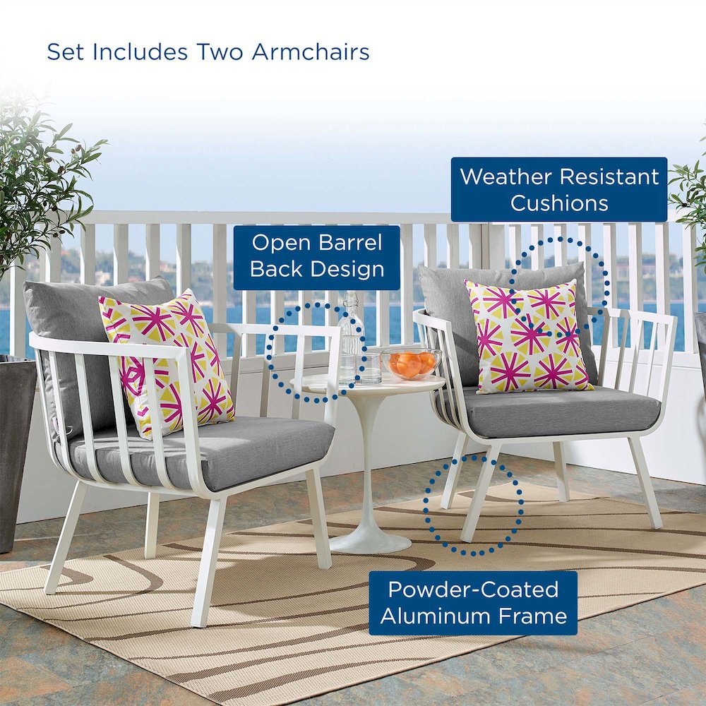 Riverside Outdoor Patio Aluminum Armchair Set of 2. Picture 8