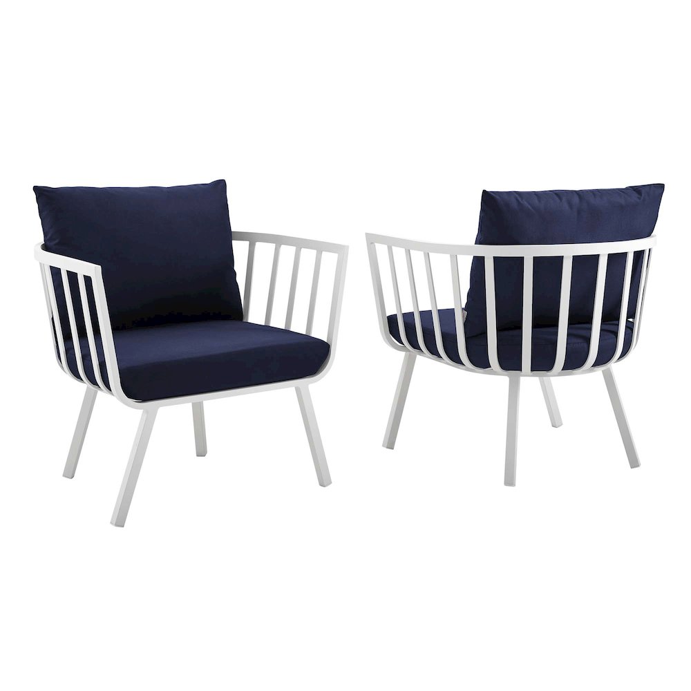 Riverside Outdoor Patio Aluminum Armchair Set of 2. Picture 1