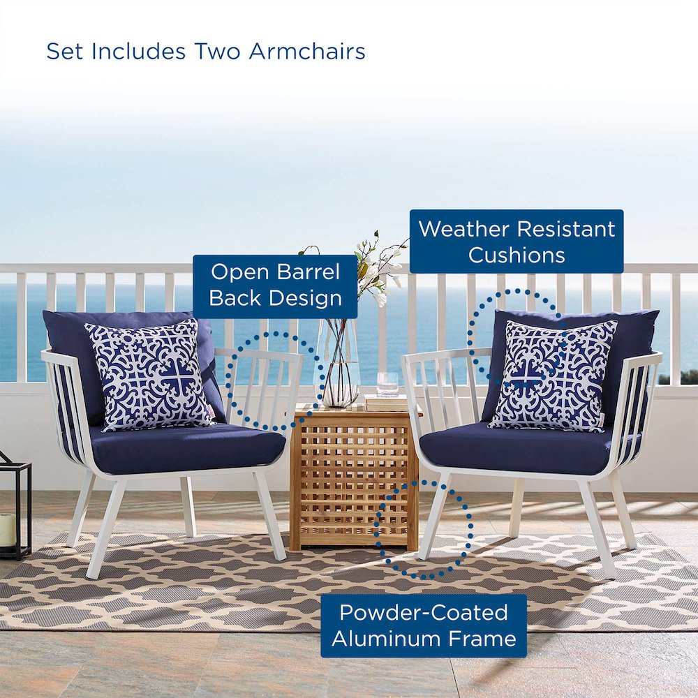 Riverside Outdoor Patio Aluminum Armchair Set of 2. Picture 8