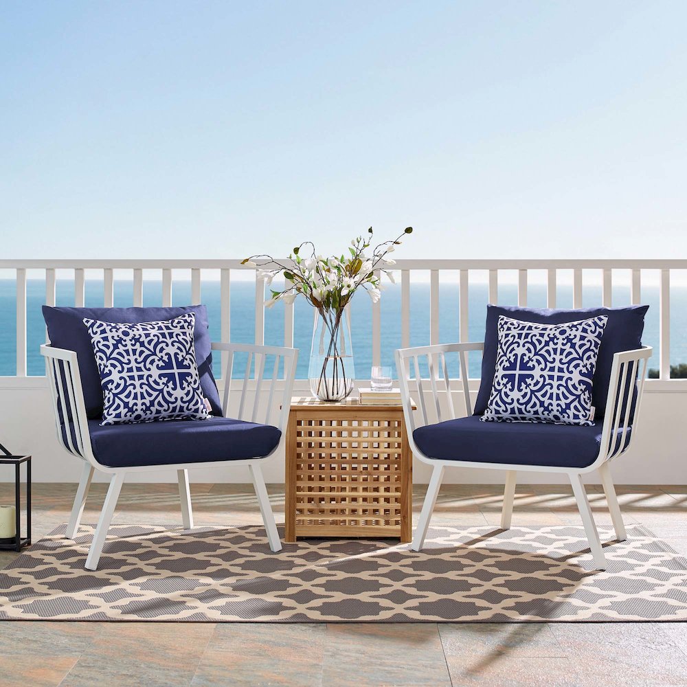 Riverside Outdoor Patio Aluminum Armchair Set of 2. Picture 7