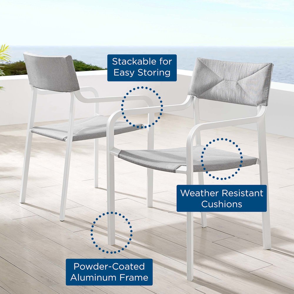 Raleigh Outdoor Patio Aluminum Armchair Set of 2. Picture 8