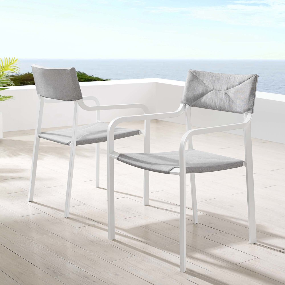 Raleigh Outdoor Patio Aluminum Armchair Set of 2. Picture 7