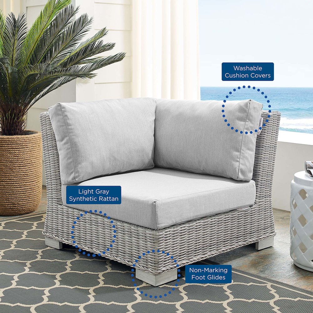 Conway Sunbrella Outdoor Patio Wicker Rattan Corner Chair. Picture 7