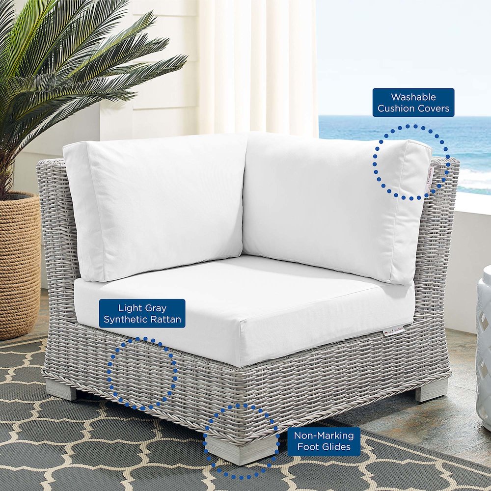 Conway Sunbrella Outdoor Patio Wicker Rattan Corner Chair. Picture 7