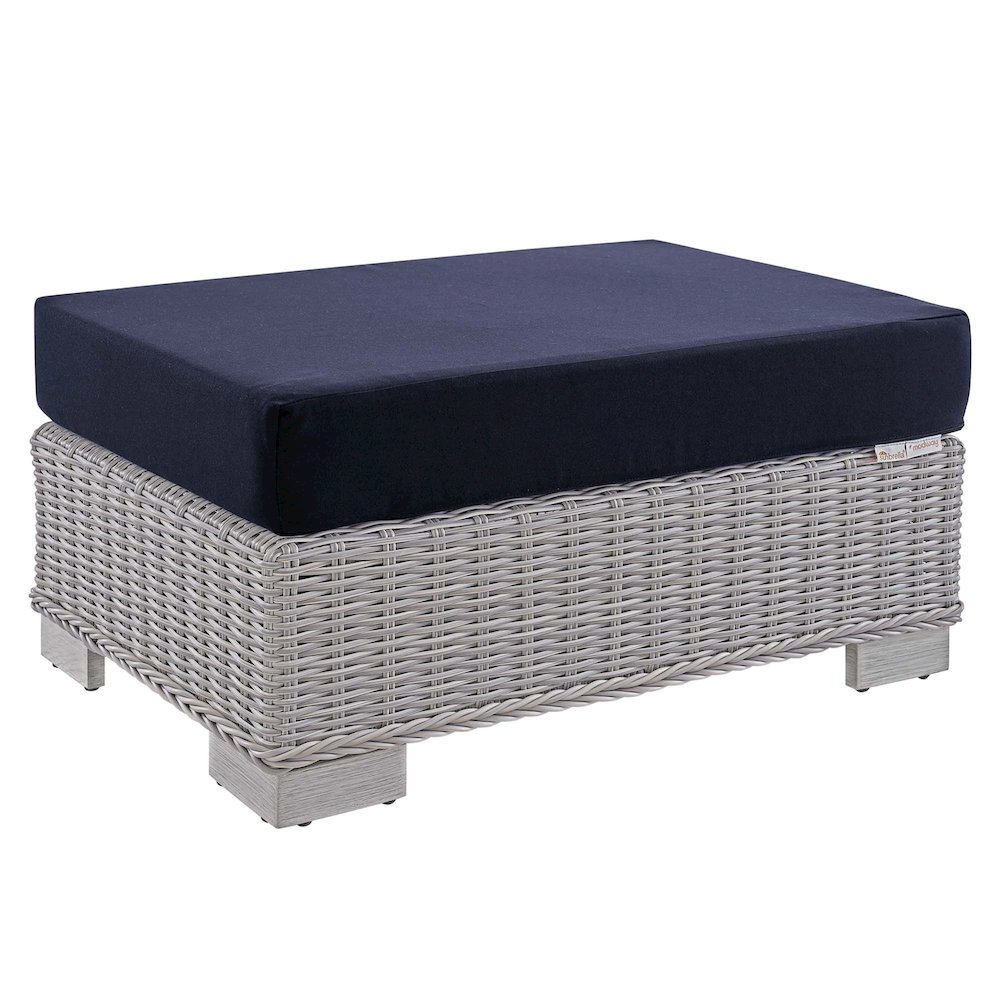 Conway Sunbrella Outdoor Patio Wicker Rattan Ottoman. Picture 1