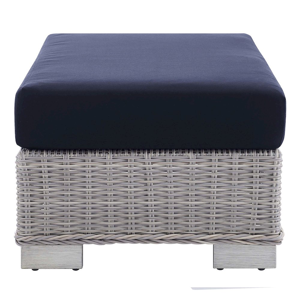 Conway Sunbrella Outdoor Patio Wicker Rattan Ottoman. Picture 4