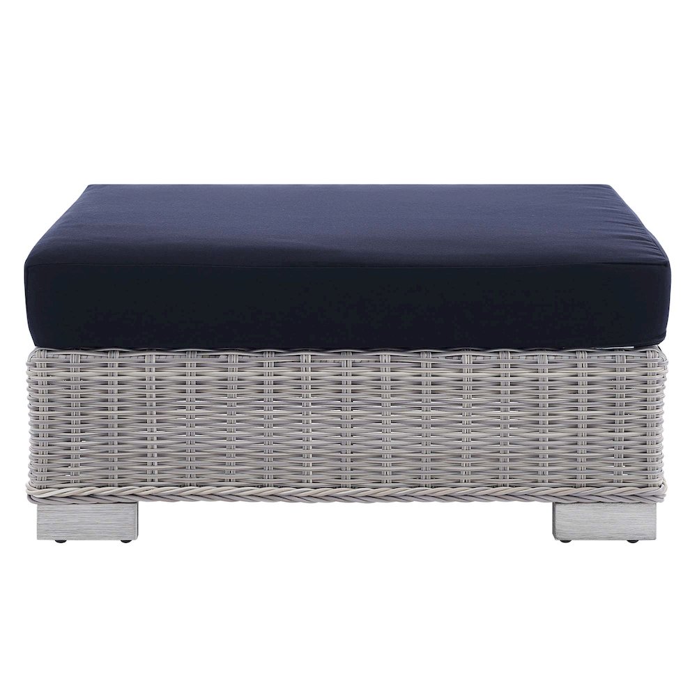Conway Sunbrella Outdoor Patio Wicker Rattan Ottoman. Picture 5