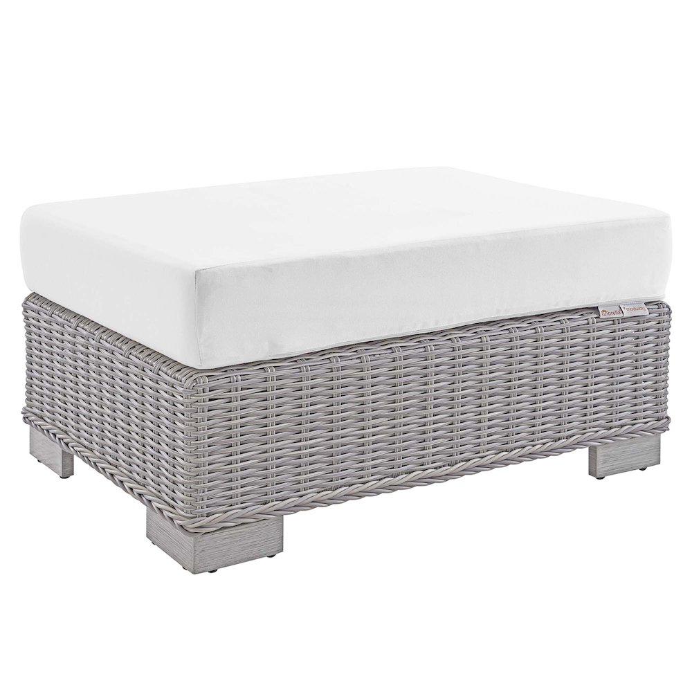 Conway Sunbrella Outdoor Patio Wicker Rattan Ottoman. Picture 1