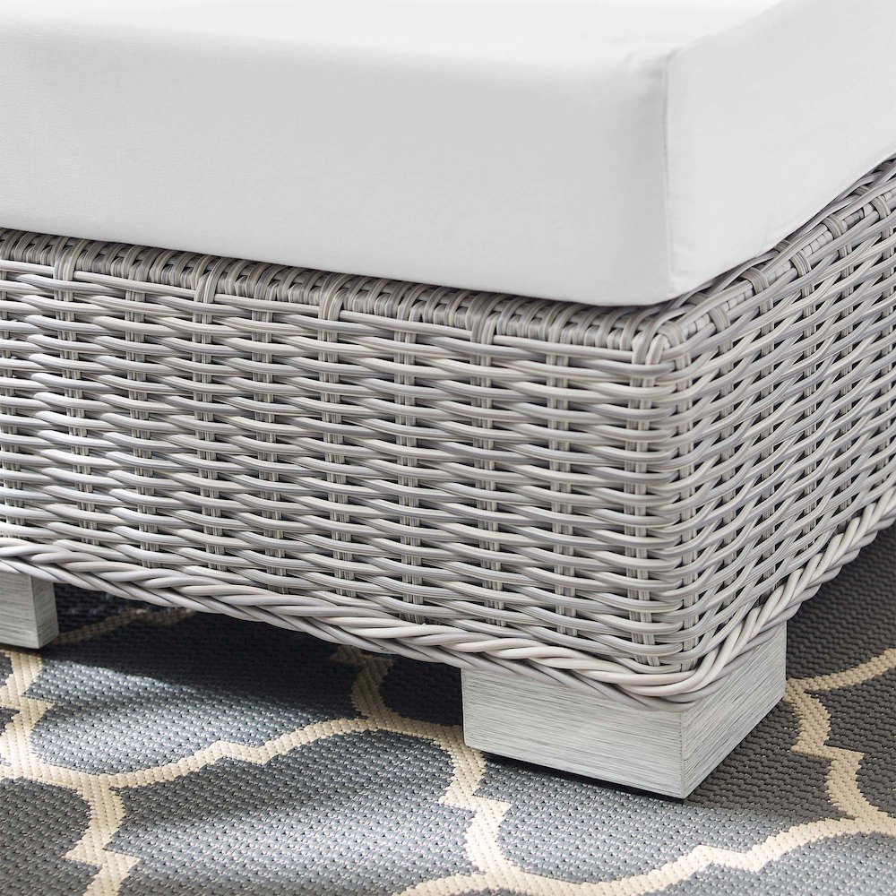 Conway Sunbrella Outdoor Patio Wicker Rattan Ottoman. Picture 9