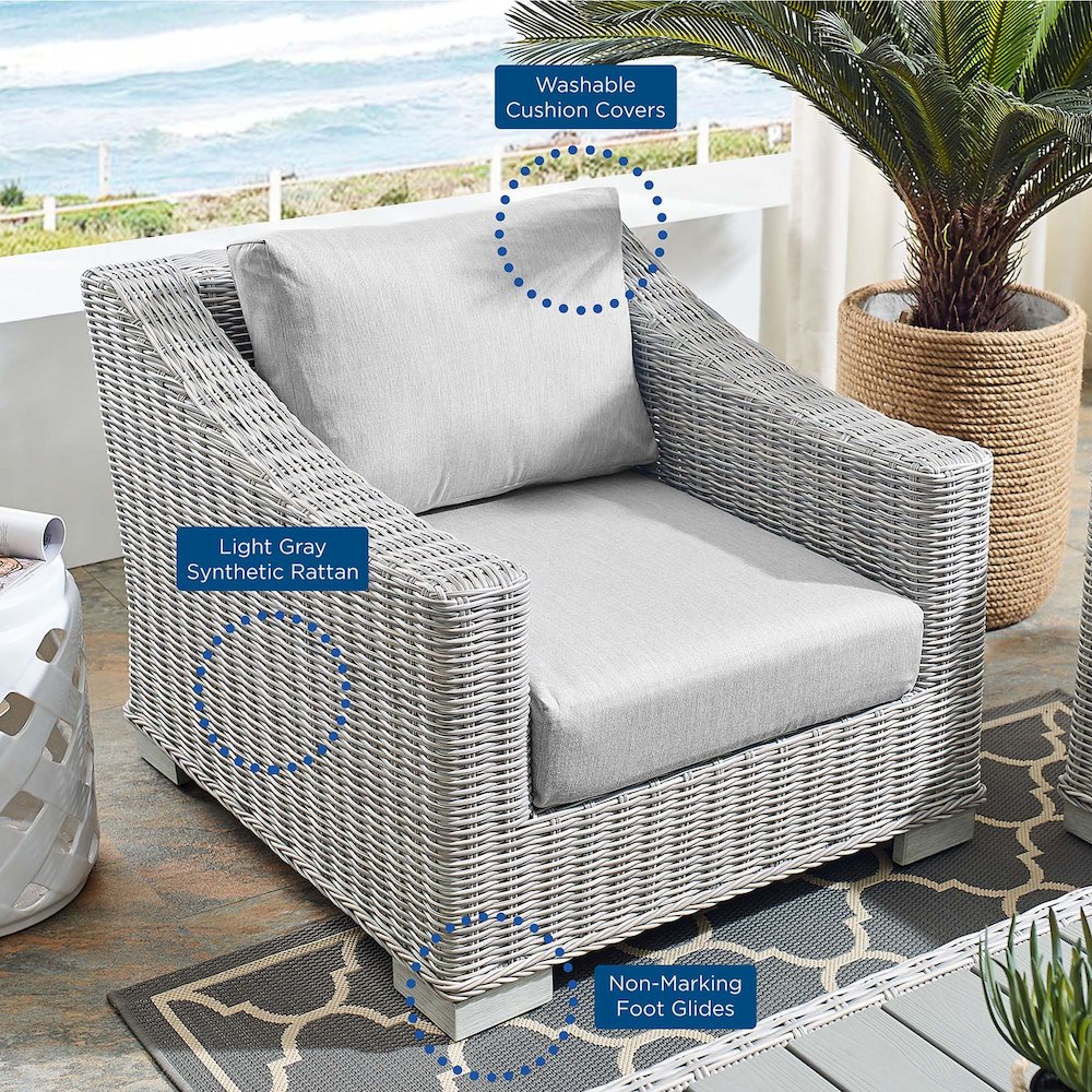 Conway Sunbrella Outdoor Patio Wicker Rattan Armchair. Picture 3