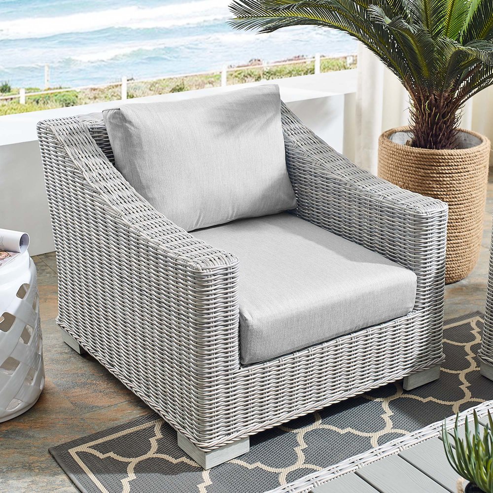Conway Sunbrella Outdoor Patio Wicker Rattan Armchair. Picture 8