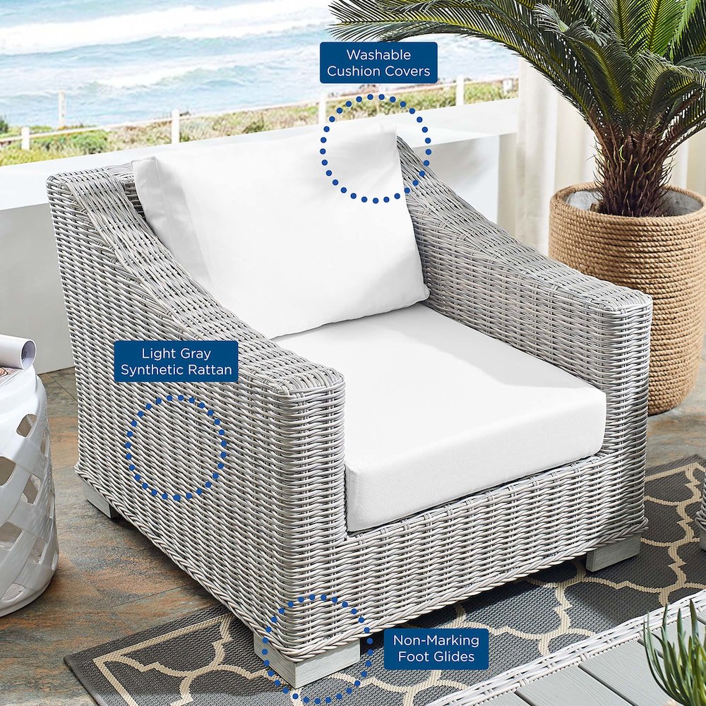 Conway Sunbrella Outdoor Patio Wicker Rattan Armchair. Picture 3